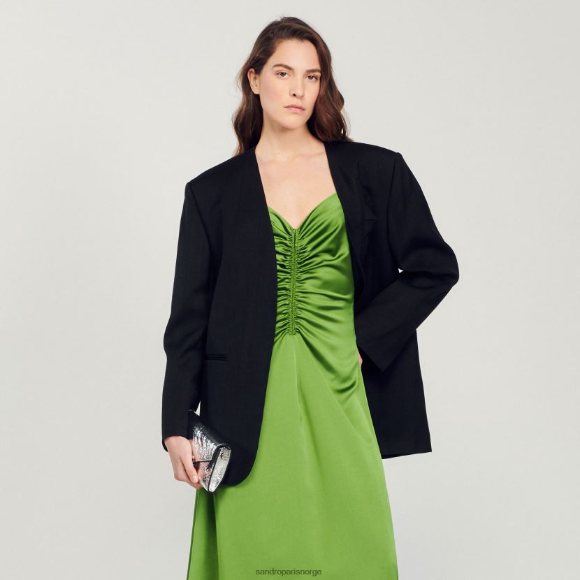 kvinner Sandro Paris emeuraude grønn lang flytende kjole klær 6FN4LH310