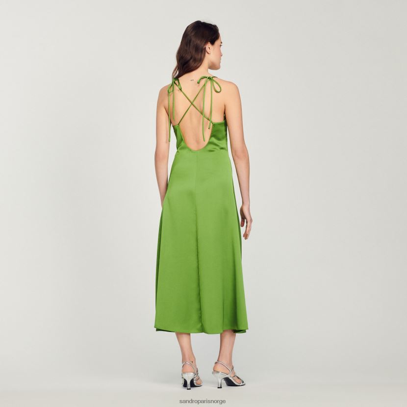 kvinner Sandro Paris emeuraude grønn lang flytende kjole klær 6FN4LH310