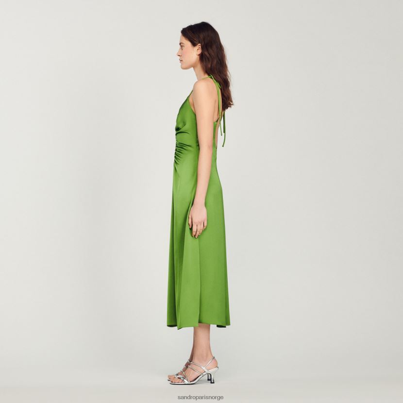 kvinner Sandro Paris emeuraude grønn lang flytende kjole klær 6FN4LH310