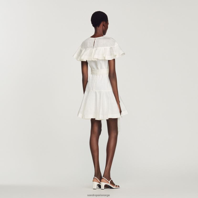 kvinner Sandro Paris hvit kort kjole med volanger klær 6FN4LH409