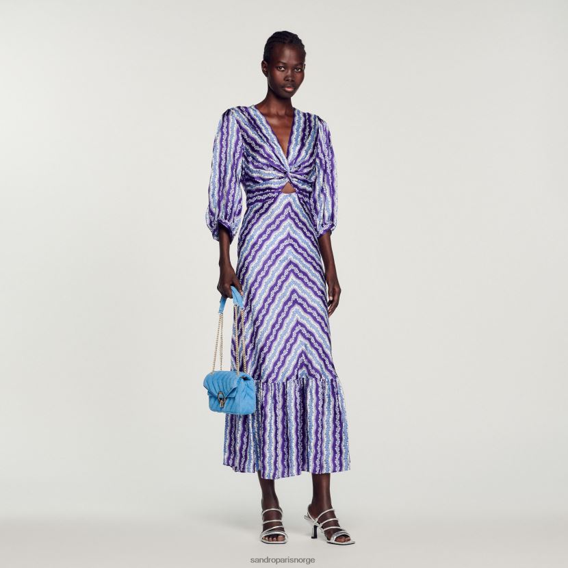 kvinner Sandro Paris lilla/blå floral vridd kjole klær 6FN4LH393