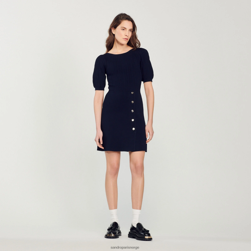 kvinner Sandro Paris marineblå ballongermet kjole klær 6FN4LH316