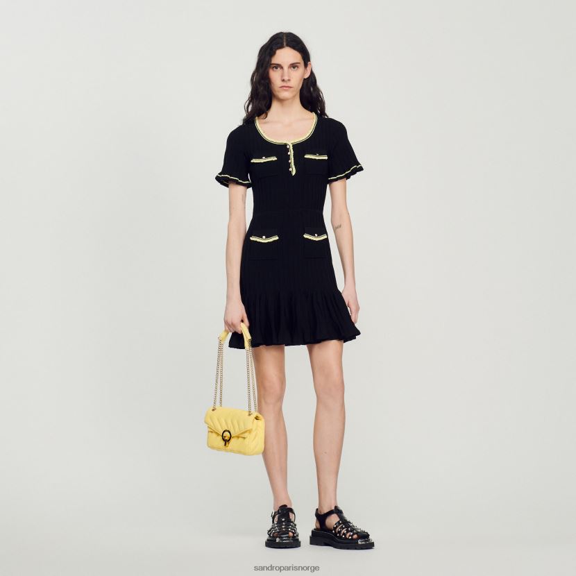 kvinner Sandro Paris svart kort kjole med knapper klær 6FN4LH400