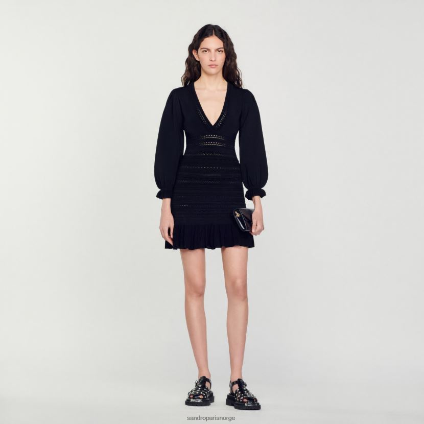 kvinner Sandro Paris svart kort kjole med volanger klær 6FN4LH426