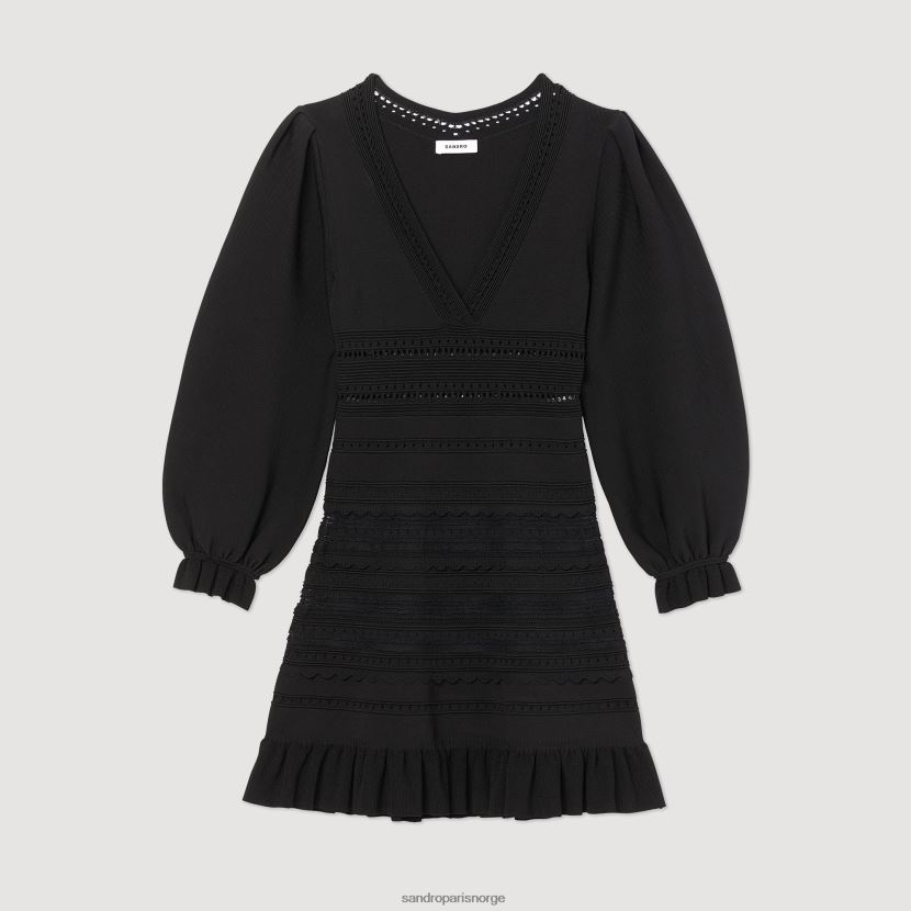 kvinner Sandro Paris svart kort kjole med volanger klær 6FN4LH426
