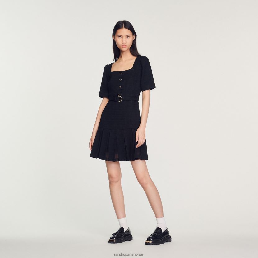 kvinner Sandro Paris svart kort tweed kjole klær 6FN4LH250