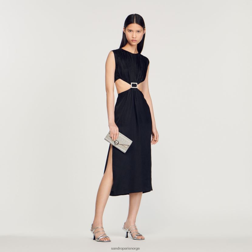 kvinner Sandro Paris svart pyntet midikjole klær 6FN4LH285