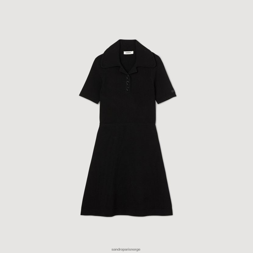 kvinner Sandro Paris svart ribbestrikket kjole klær 6FN4LH8