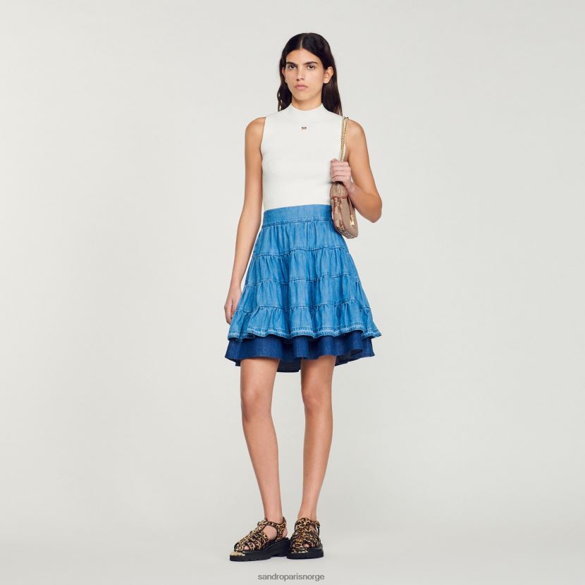 kvinner Sandro Paris blå jeans kort denimskjørt klær 6FN4LH403