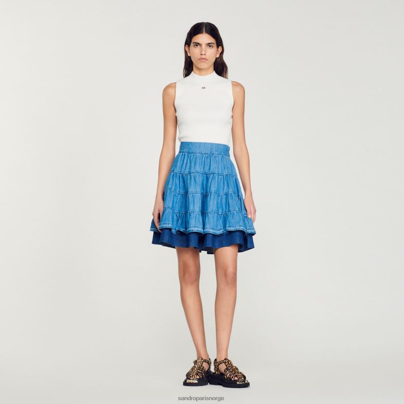 kvinner Sandro Paris blå jeans kort denimskjørt klær 6FN4LH403