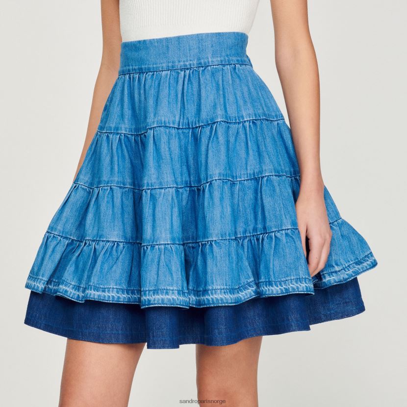 kvinner Sandro Paris blå jeans kort denimskjørt klær 6FN4LH403