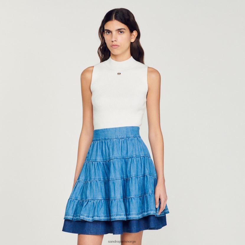 kvinner Sandro Paris blå jeans kort denimskjørt klær 6FN4LH403