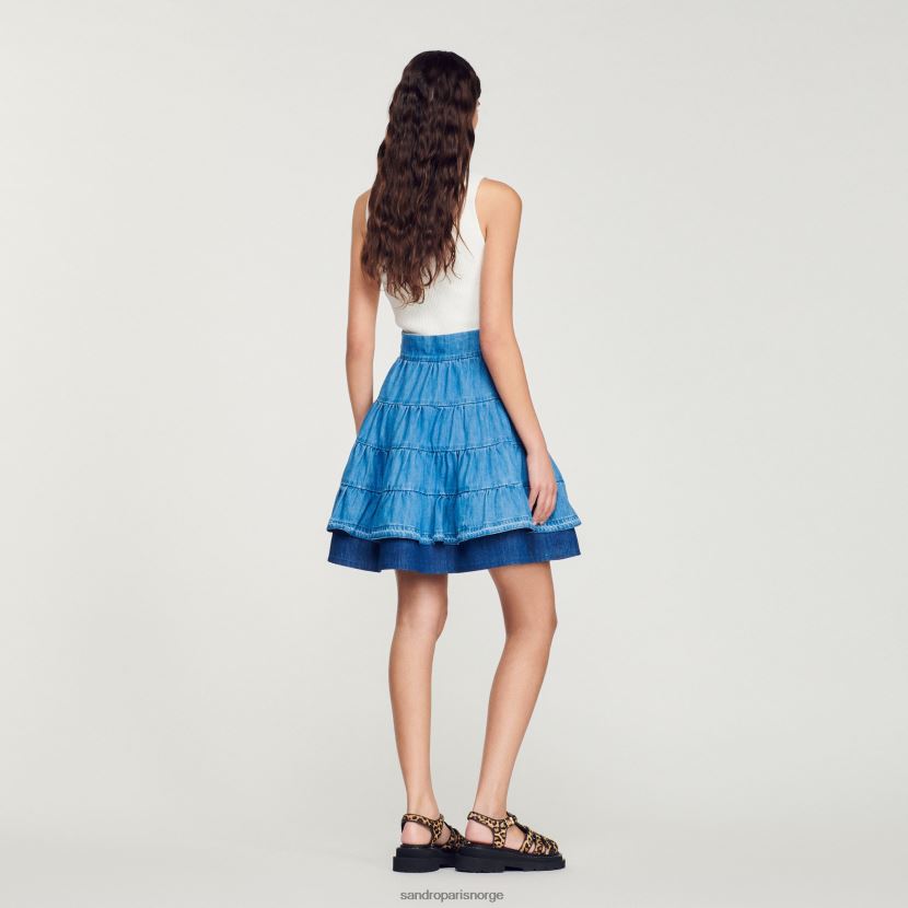 kvinner Sandro Paris blå jeans kort denimskjørt klær 6FN4LH403