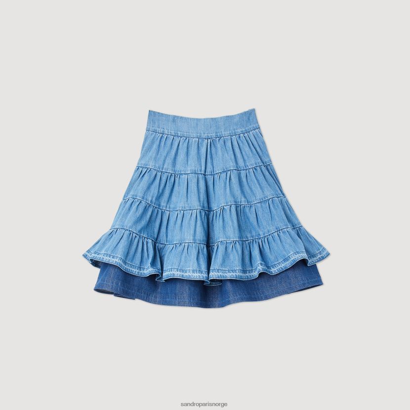 kvinner Sandro Paris blå jeans kort denimskjørt klær 6FN4LH403