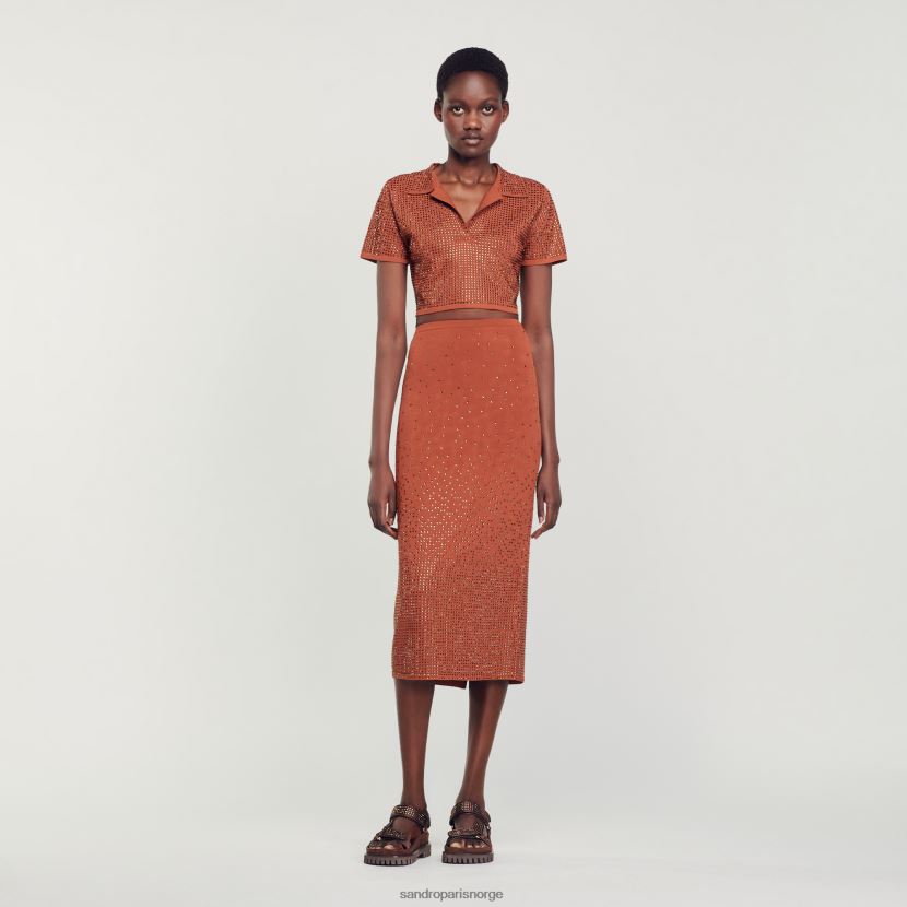 kvinner Sandro Paris brun rhinestone-utsmykket midiskjørt klær 6FN4LH76