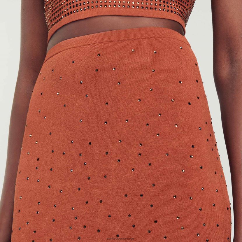 kvinner Sandro Paris brun rhinestone-utsmykket midiskjørt klær 6FN4LH76