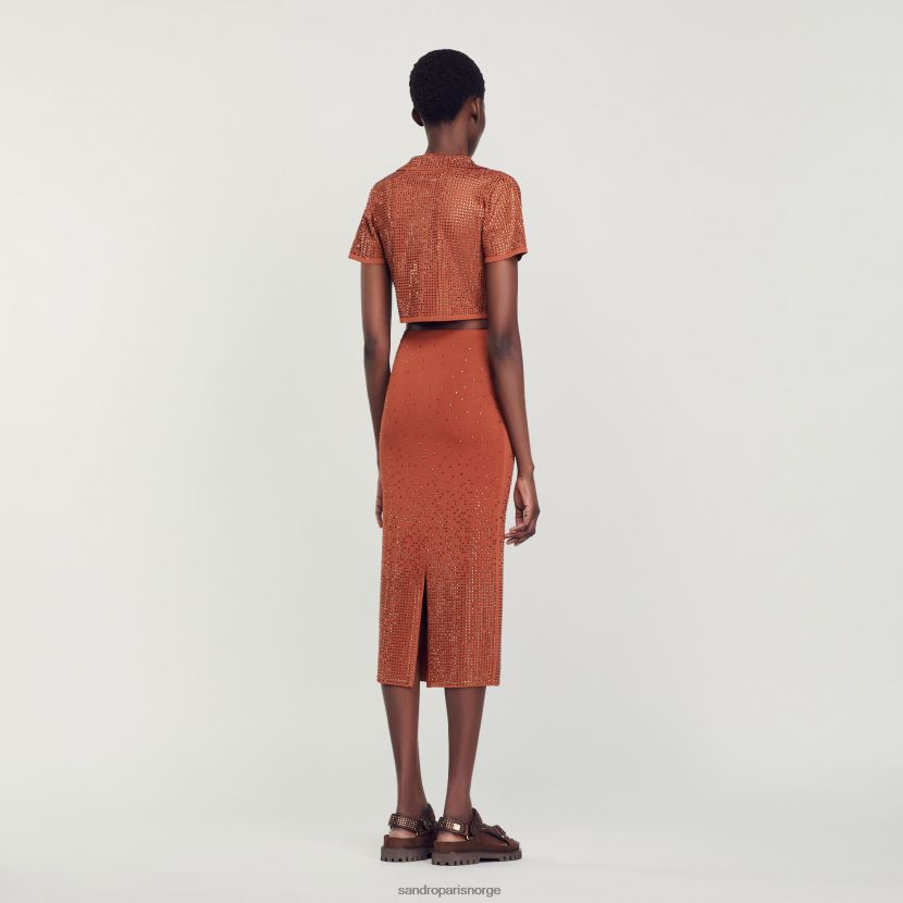 kvinner Sandro Paris brun rhinestone-utsmykket midiskjørt klær 6FN4LH76