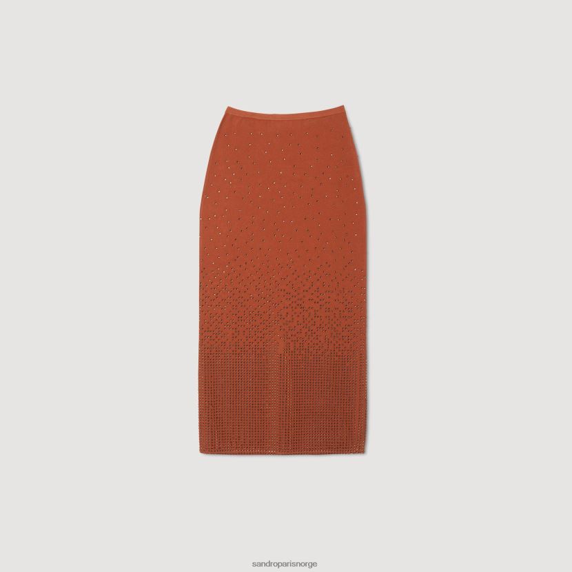 kvinner Sandro Paris brun rhinestone-utsmykket midiskjørt klær 6FN4LH76