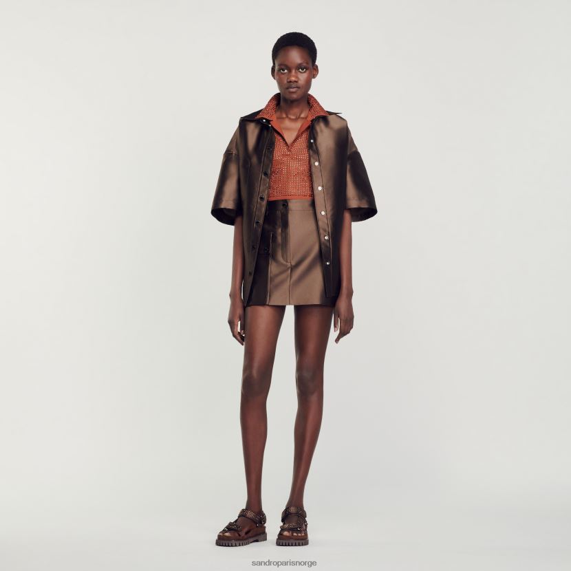 kvinner Sandro Paris brun sateng kort skjørt klær 6FN4LH83