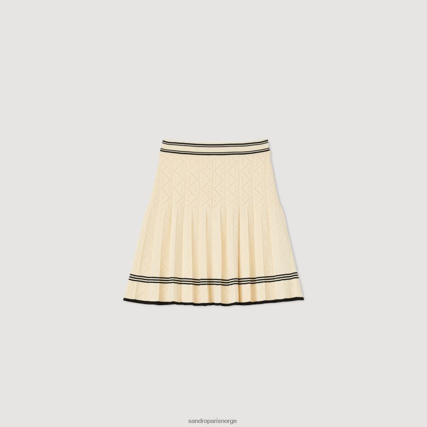 kvinner Sandro Paris ecru kort plissert strikket skjørt klær 6FN4LH2