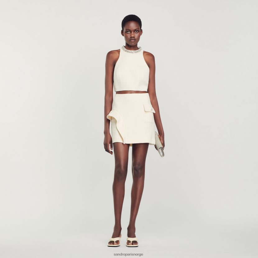 kvinner Sandro Paris ecru kort skjørt med volang klær 6FN4LH46