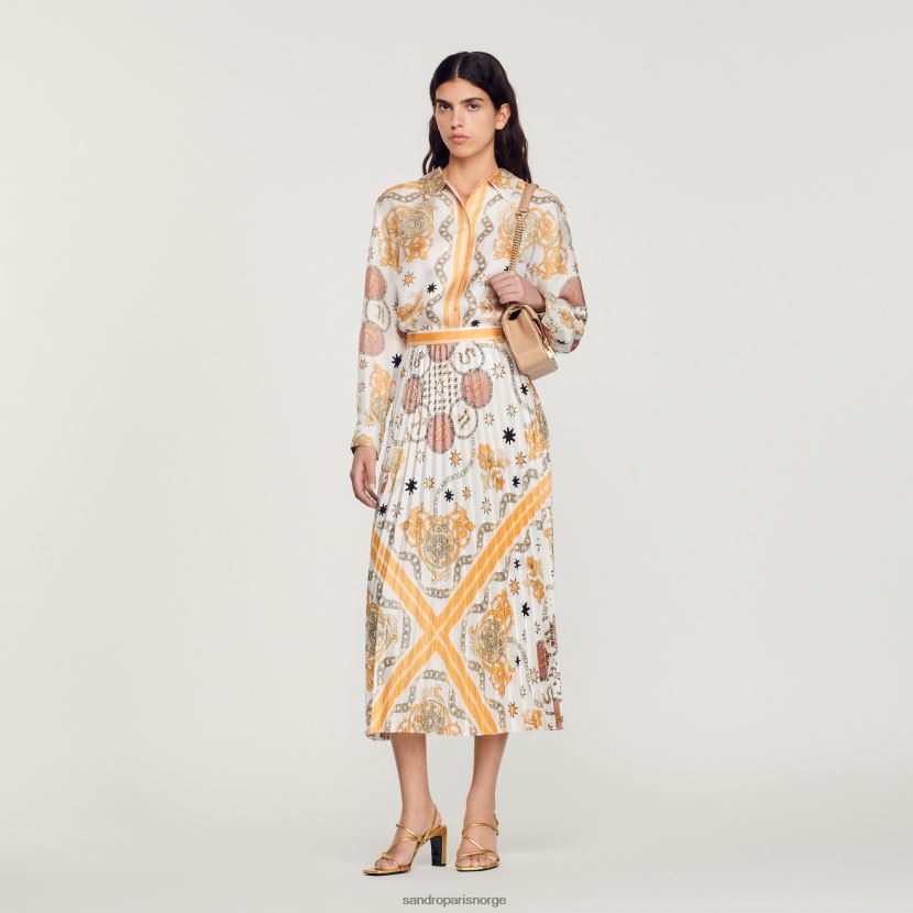 kvinner Sandro Paris ecru plissert skjørt med skjerftrykk klær 6FN4LH324