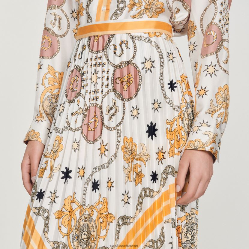 kvinner Sandro Paris ecru plissert skjørt med skjerftrykk klær 6FN4LH324