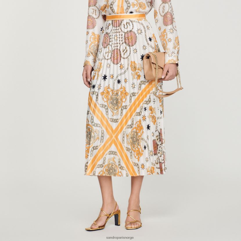 kvinner Sandro Paris ecru plissert skjørt med skjerftrykk klær 6FN4LH324