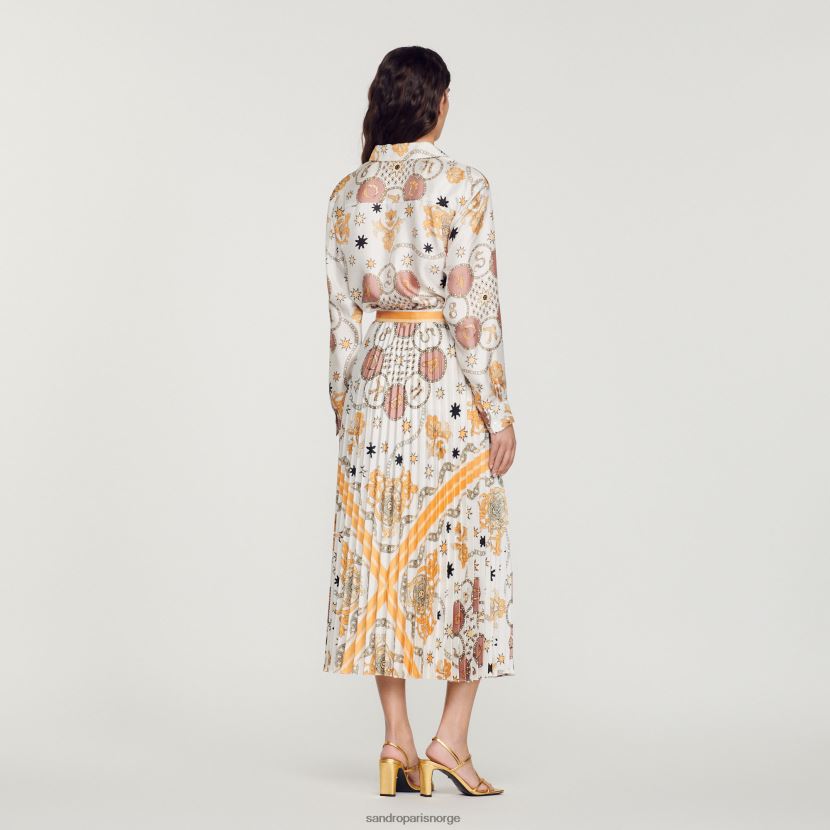 kvinner Sandro Paris ecru plissert skjørt med skjerftrykk klær 6FN4LH324