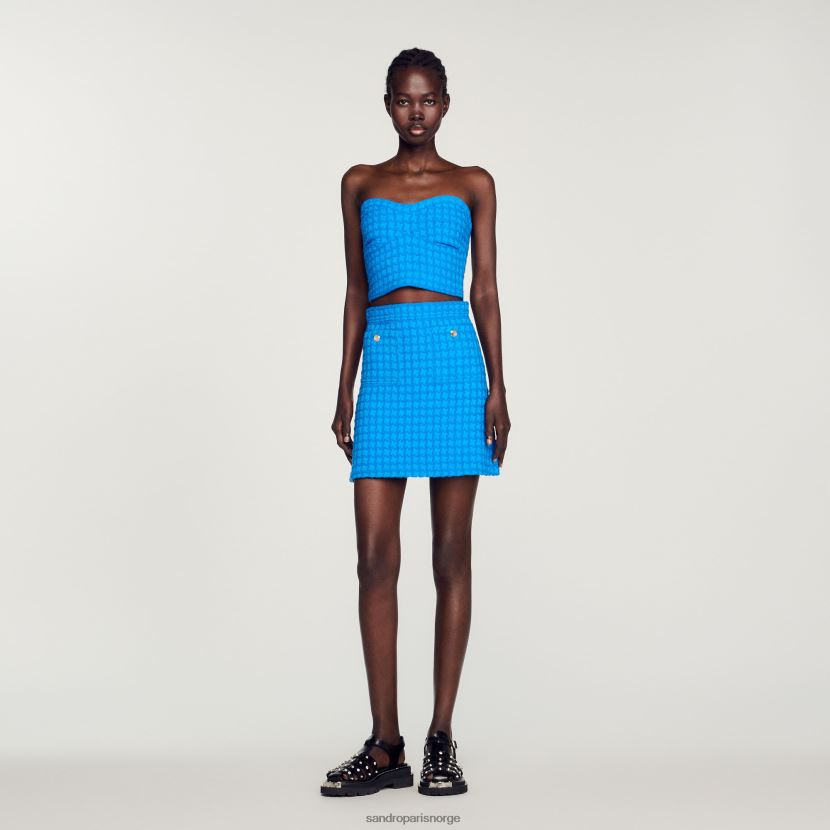 kvinner Sandro Paris elektrisk blå kort tweedskjørt klær 6FN4LH278