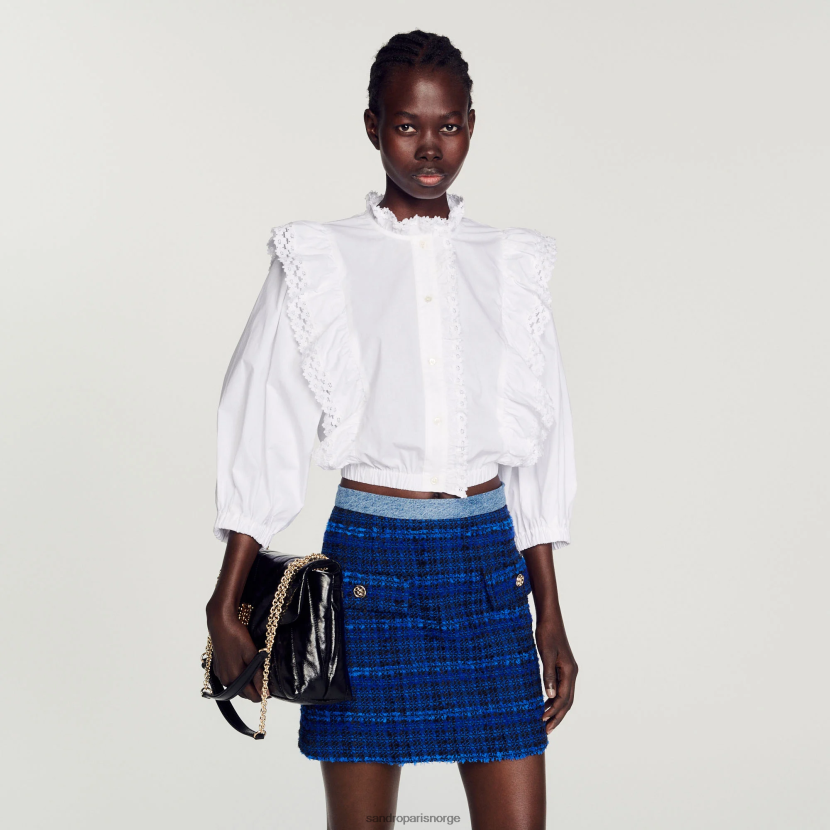 kvinner Sandro Paris elektrisk blå kort tweedskjørt klær 6FN4LH295