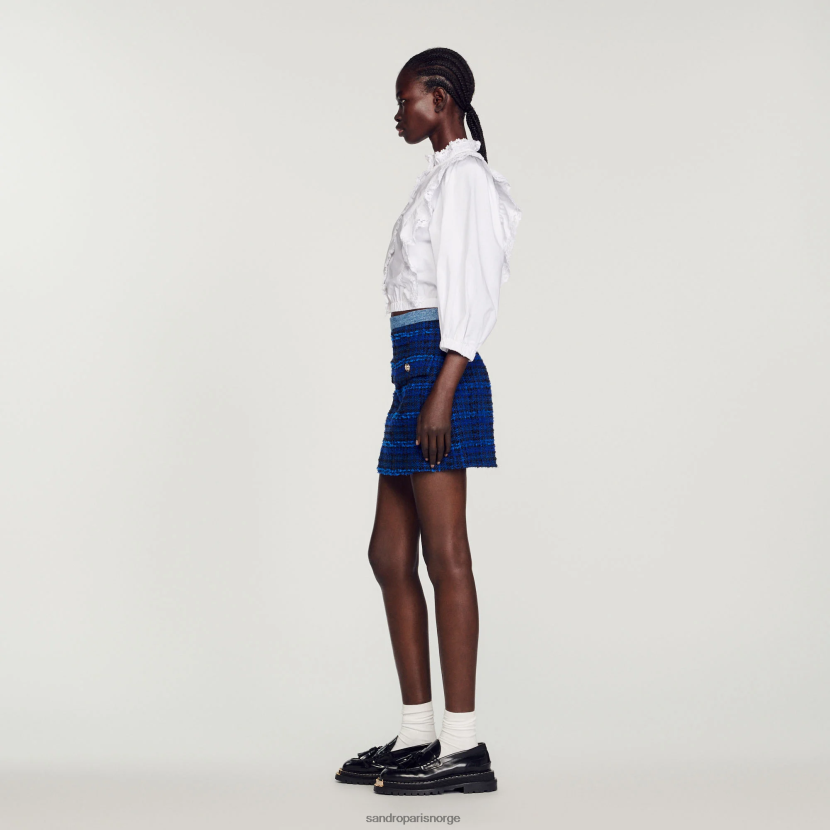 kvinner Sandro Paris elektrisk blå kort tweedskjørt klær 6FN4LH295