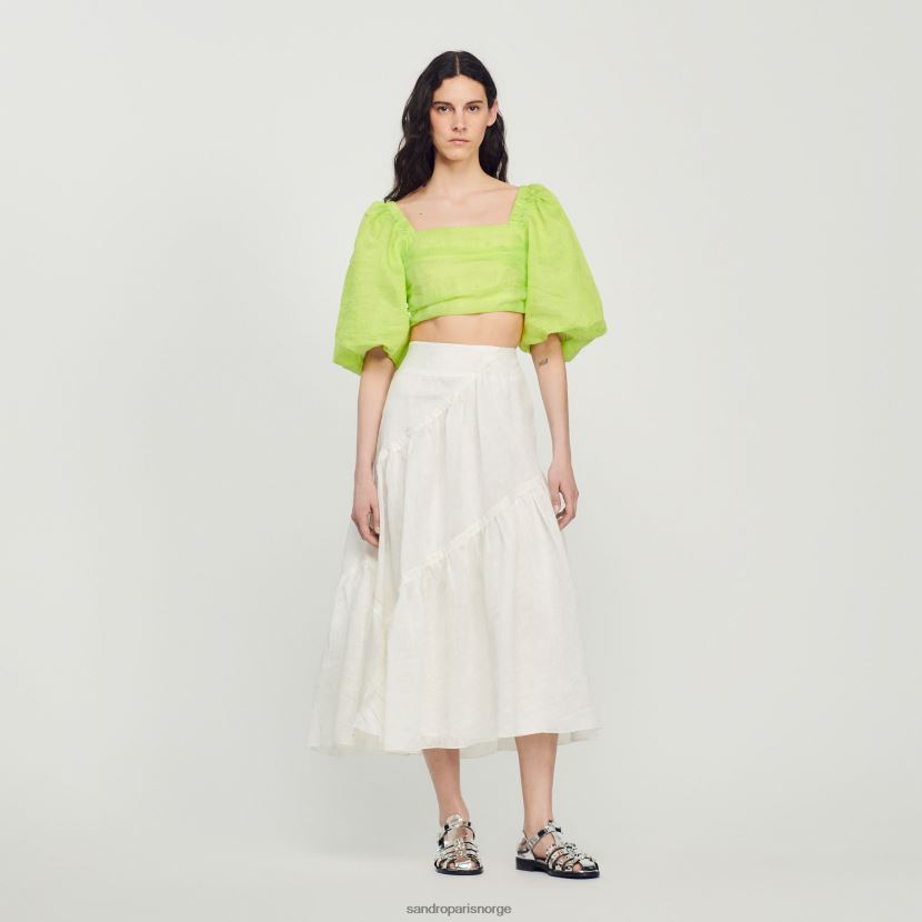 kvinner Sandro Paris hvit langt volangskjørt klær 6FN4LH205