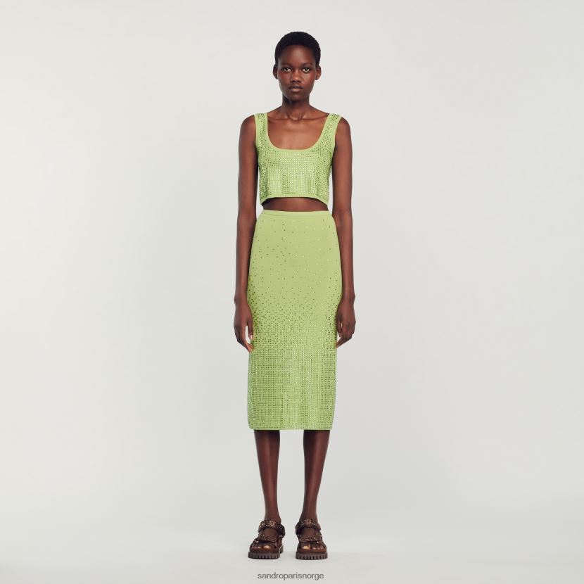 kvinner Sandro Paris lett kaki rhinestone-utsmykket midiskjørt klær 6FN4LH77