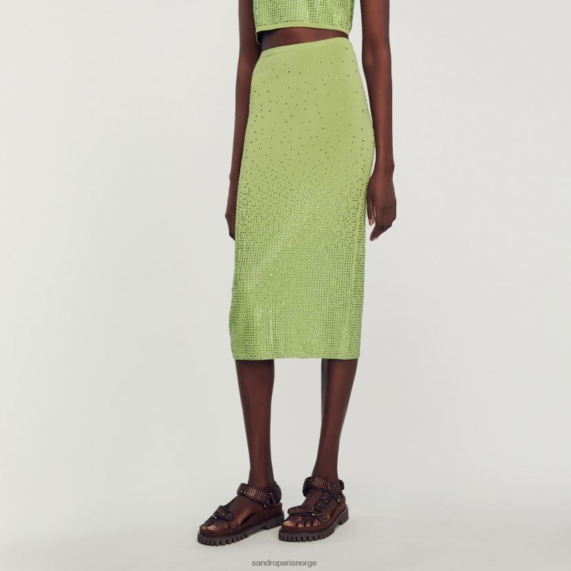 kvinner Sandro Paris lett kaki rhinestone-utsmykket midiskjørt klær 6FN4LH77