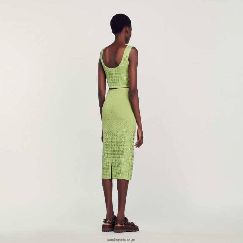 kvinner Sandro Paris lett kaki rhinestone-utsmykket midiskjørt klær 6FN4LH77