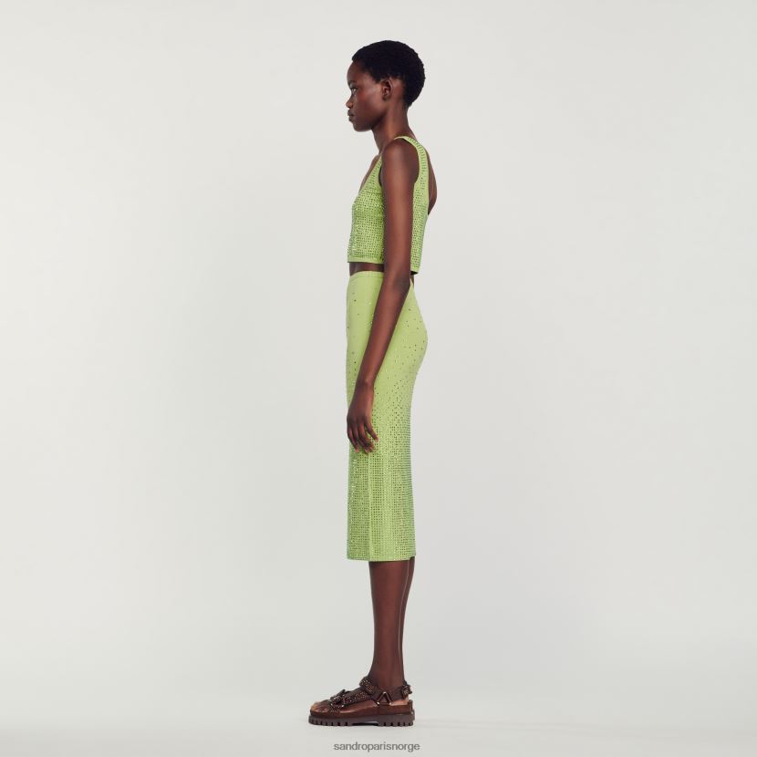 kvinner Sandro Paris lett kaki rhinestone-utsmykket midiskjørt klær 6FN4LH77