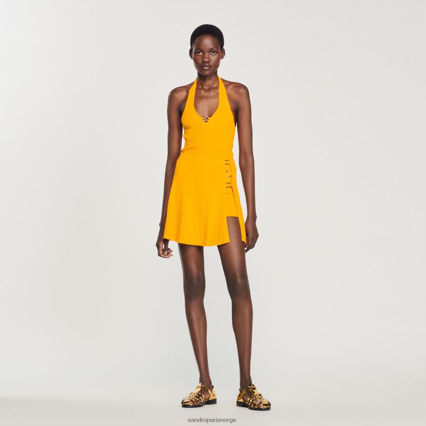 kvinner Sandro Paris oransje kort strikket skjørt med ringdetalj klær 6FN4LH320