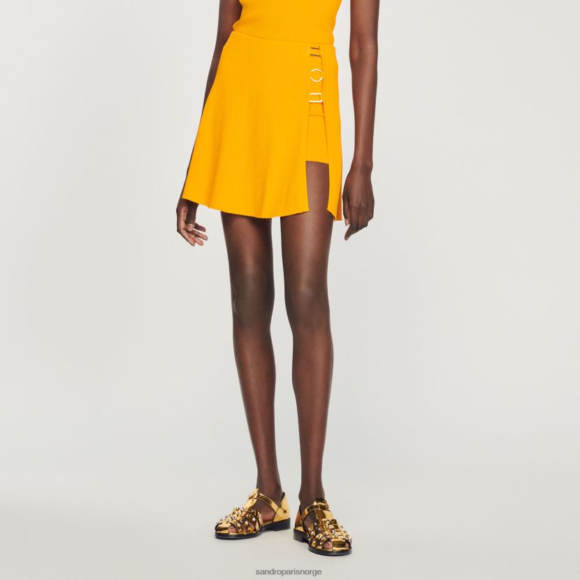 kvinner Sandro Paris oransje kort strikket skjørt med ringdetalj klær 6FN4LH320