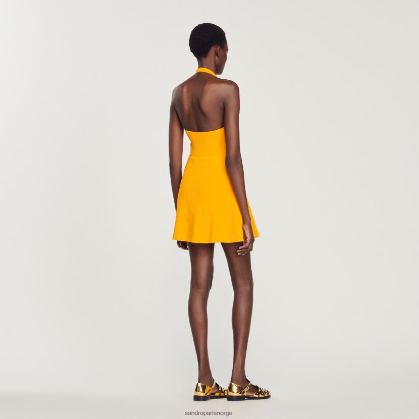 kvinner Sandro Paris oransje kort strikket skjørt med ringdetalj klær 6FN4LH320