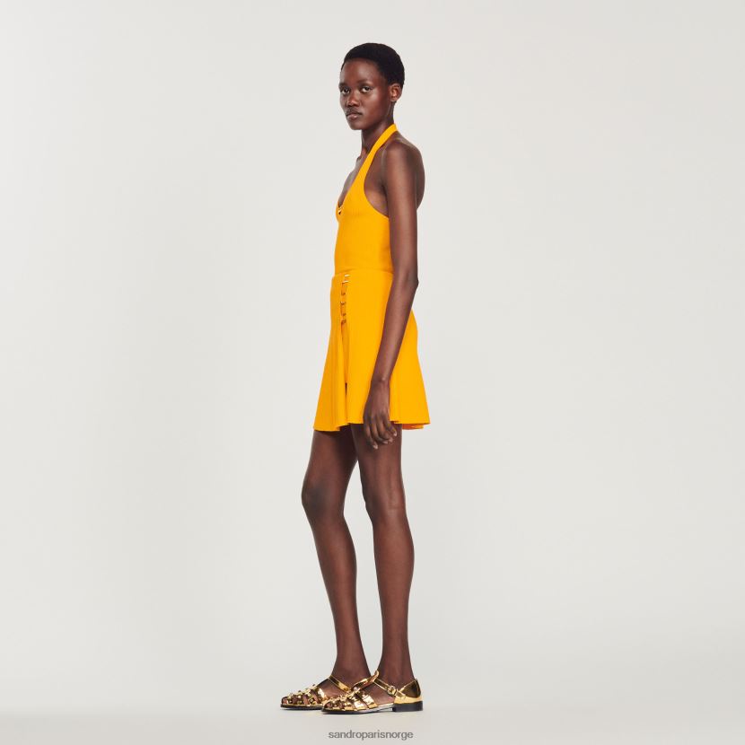 kvinner Sandro Paris oransje kort strikket skjørt med ringdetalj klær 6FN4LH320