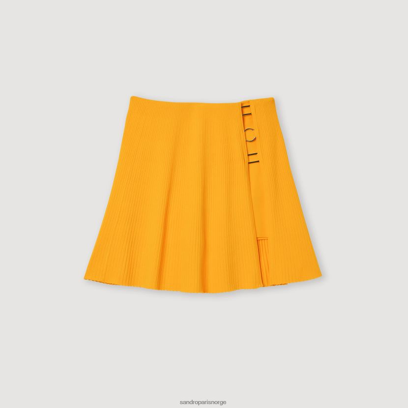 kvinner Sandro Paris oransje kort strikket skjørt med ringdetalj klær 6FN4LH320