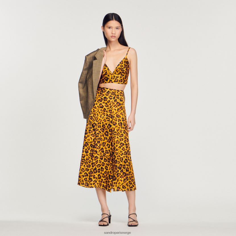 kvinner Sandro Paris oransje/svart leopardskjørt klær 6FN4LH257