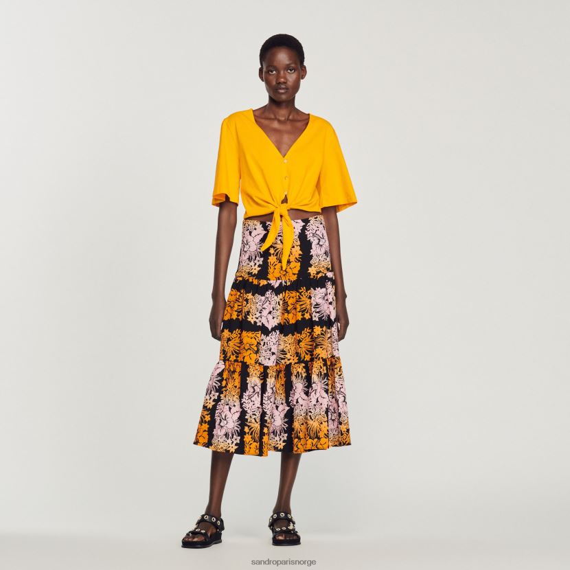 kvinner Sandro Paris svart skjørt med langt trykk klær 6FN4LH302