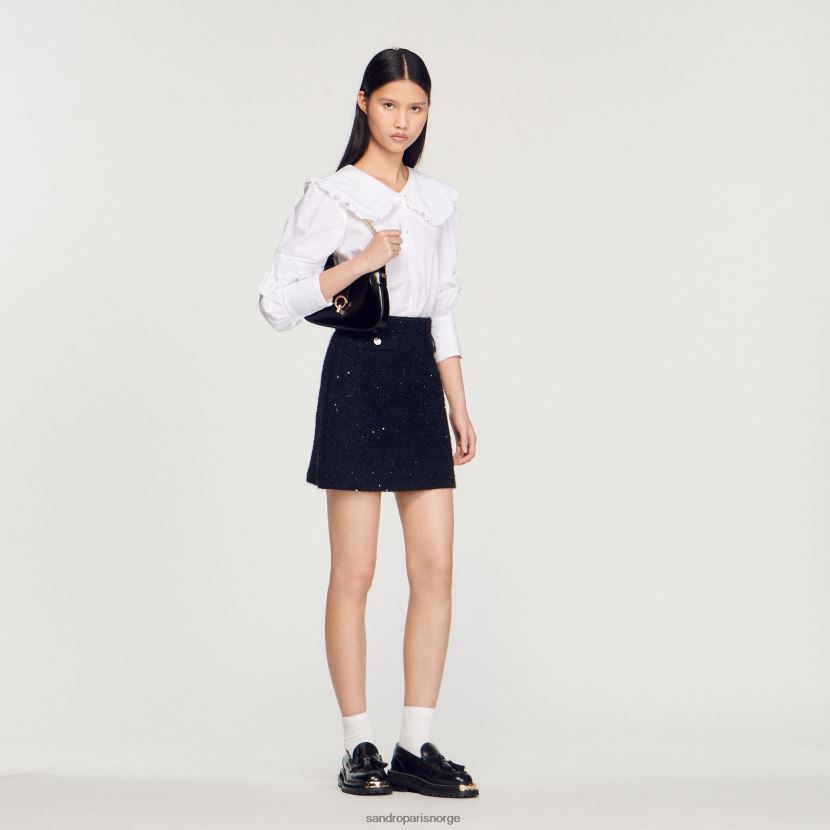 kvinner Sandro Paris svart tweed skjørt klær 6FN4LH305