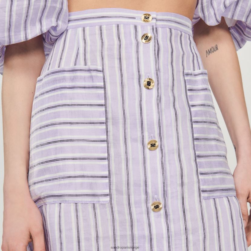 kvinner Sandro Paris syrin/svart a-linje stripet skjørt klær 6FN4LH307