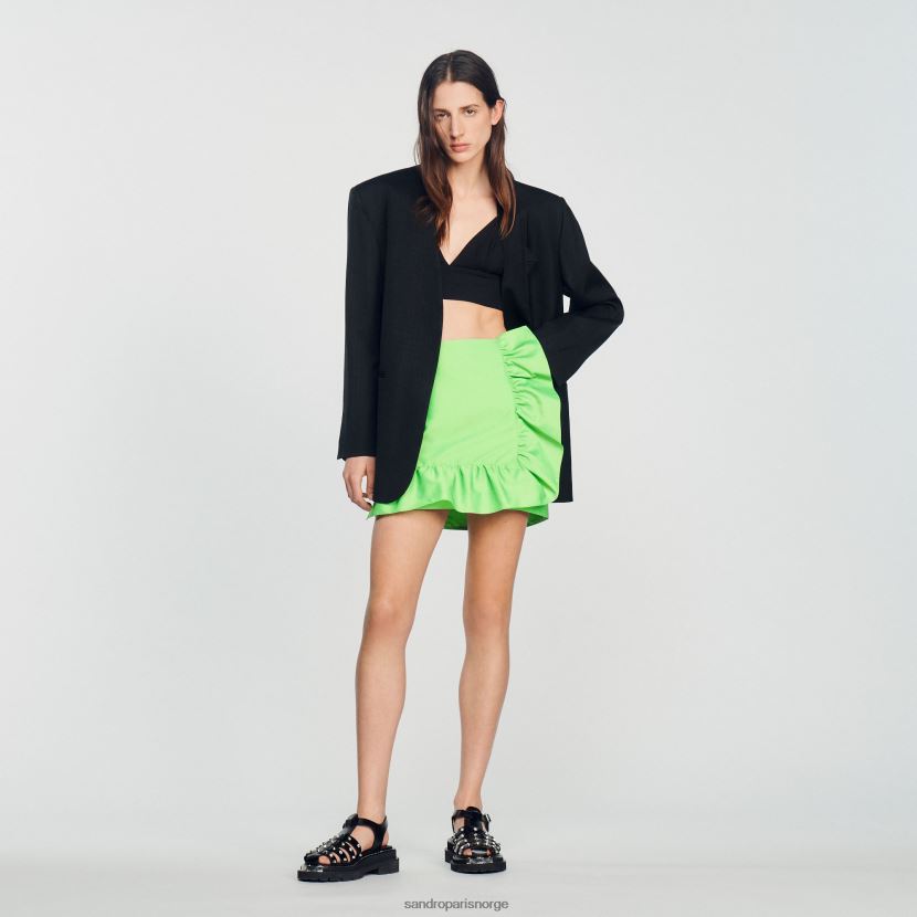 kvinner Sandro Paris vert fluo kort volangskjørt klær 6FN4LH450