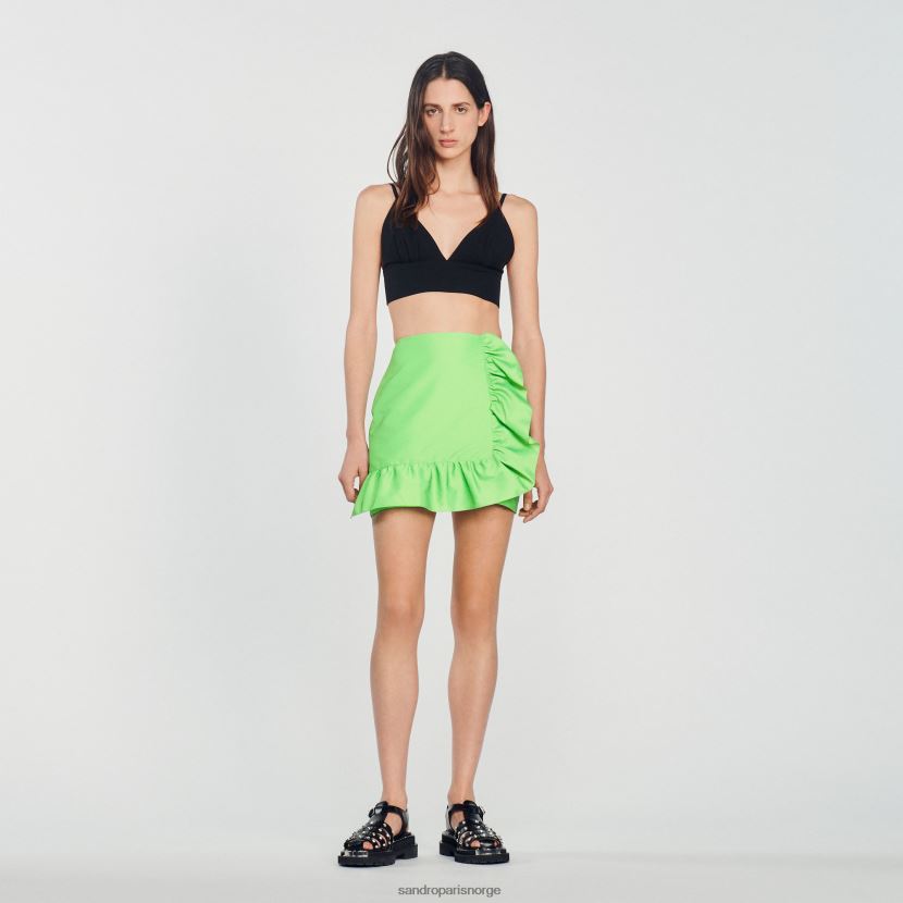 kvinner Sandro Paris vert fluo kort volangskjørt klær 6FN4LH450