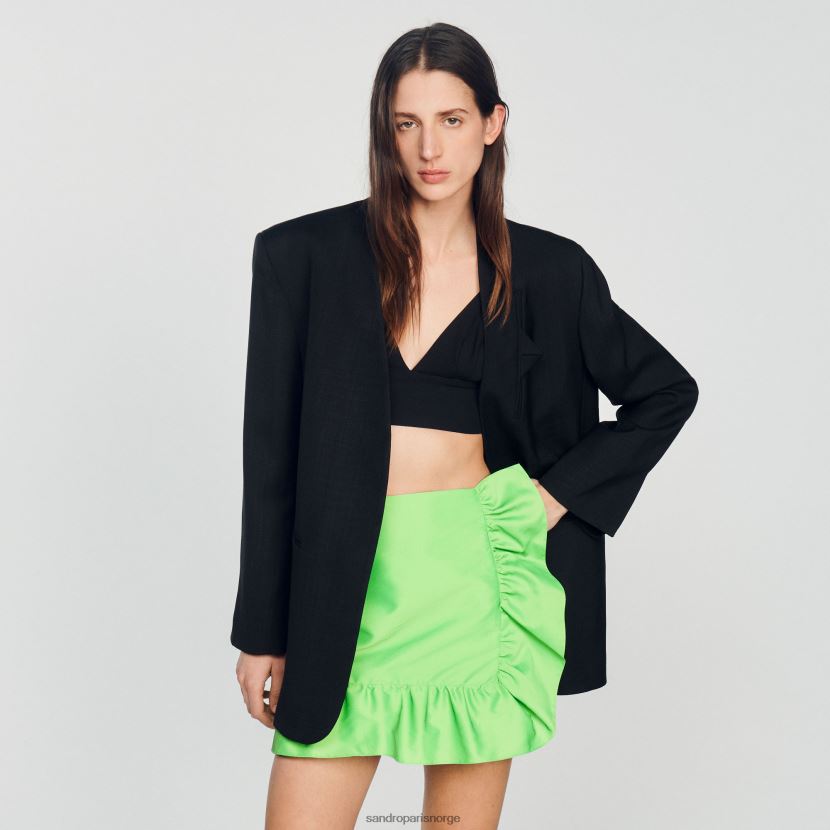 kvinner Sandro Paris vert fluo kort volangskjørt klær 6FN4LH450