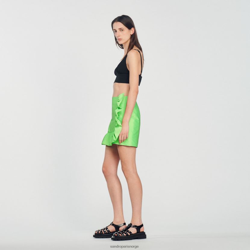 kvinner Sandro Paris vert fluo kort volangskjørt klær 6FN4LH450